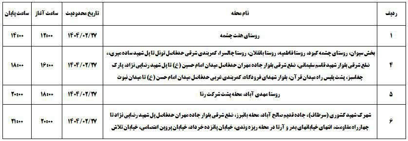 برنامه قطعی برق ایلام امروز شنبه ۲۷ اردیبهشت + جدول
