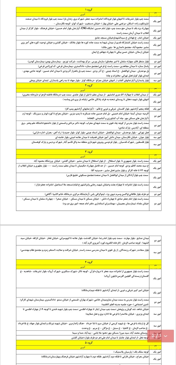 برنامه قطعی برق یزد، یکشنبه ۲۸ اردیبهشت + جدول