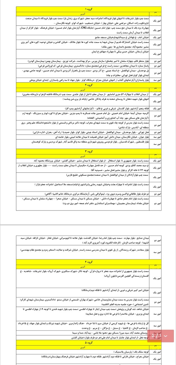 برنامه احتمالی قطعی برق یزد دوشنبه ۲۹ اردیبهشت + جدول