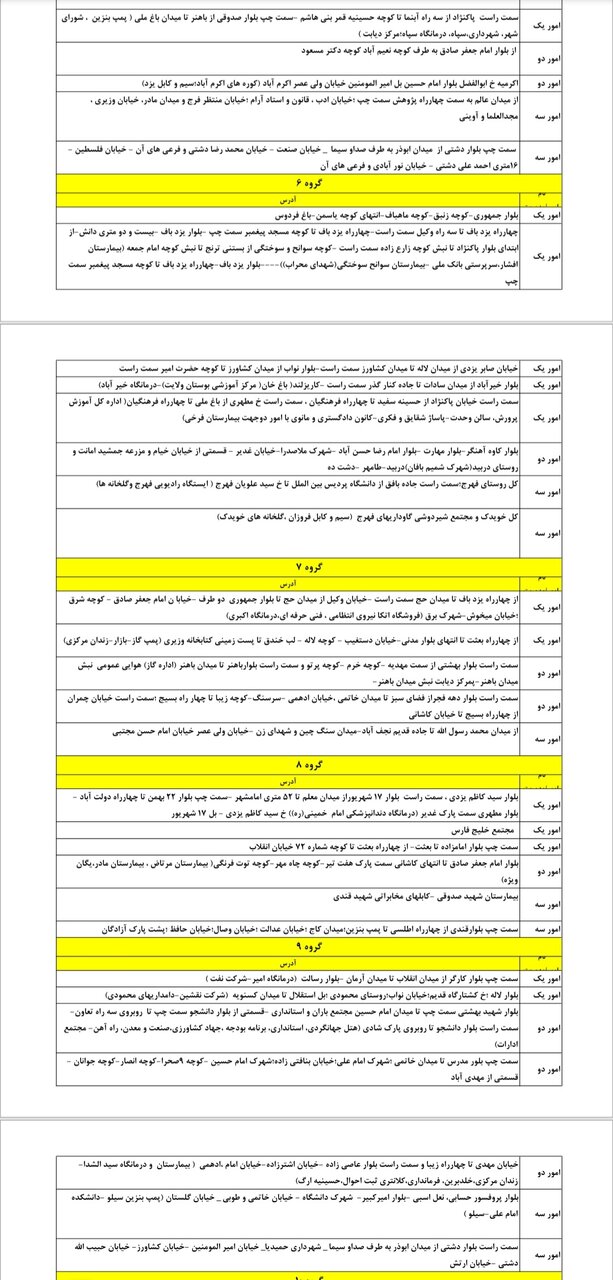 برنامه احتمالی قطعی برق یزد دوشنبه ۲۹ اردیبهشت + جدول