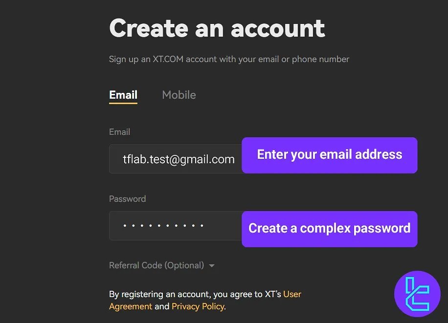 ثبت نام در صرافی ایکس تی
