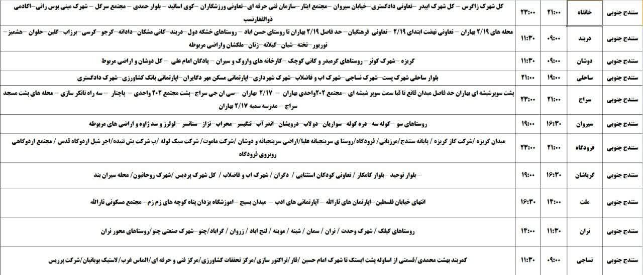 برنامه قطعی برق کردستان روز پنجشنبه ۸ خرداد + جدول