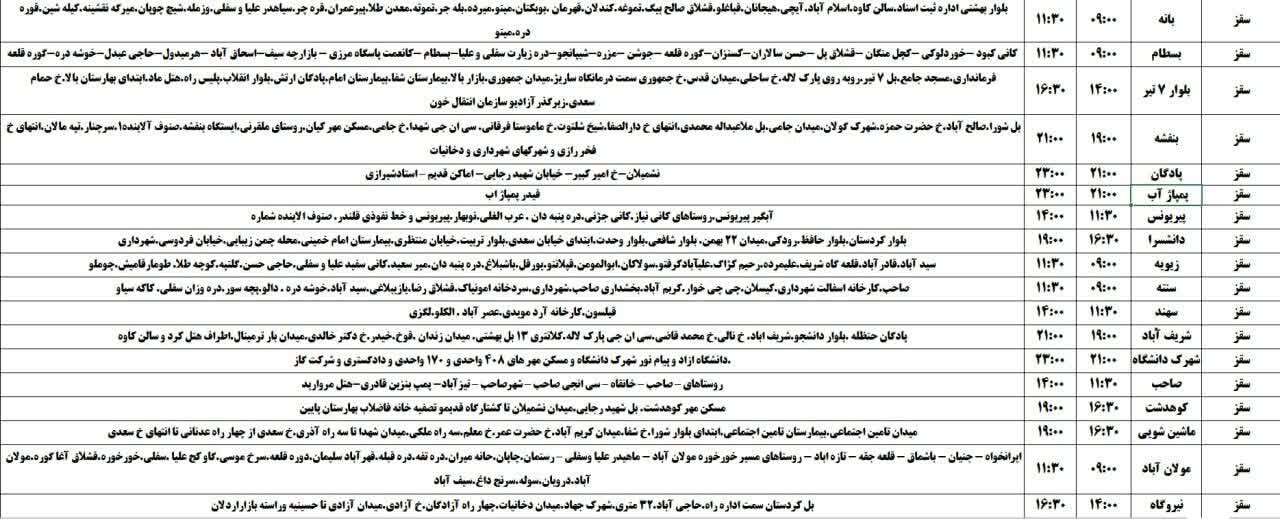 برنامه قطعی برق کردستان فردا دوشنبه ۱۲ خرداد + جدول