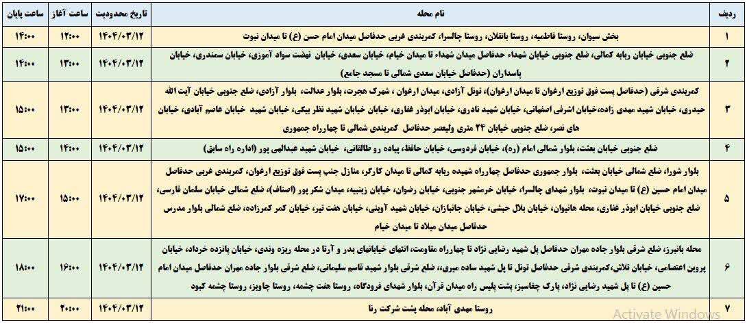 برنامه قطعی برق ایلام امروز دوشنبه ۱۲ خرداد + جدول