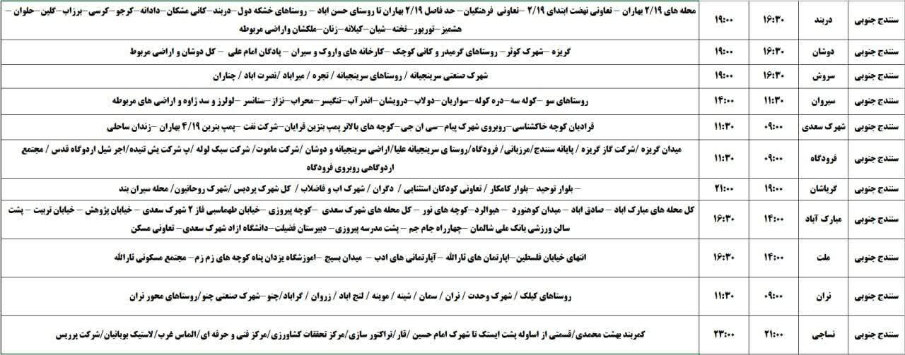 برنامه قطعی برق کردستان روز سهشنبه ۱۳ خرداد + جدول