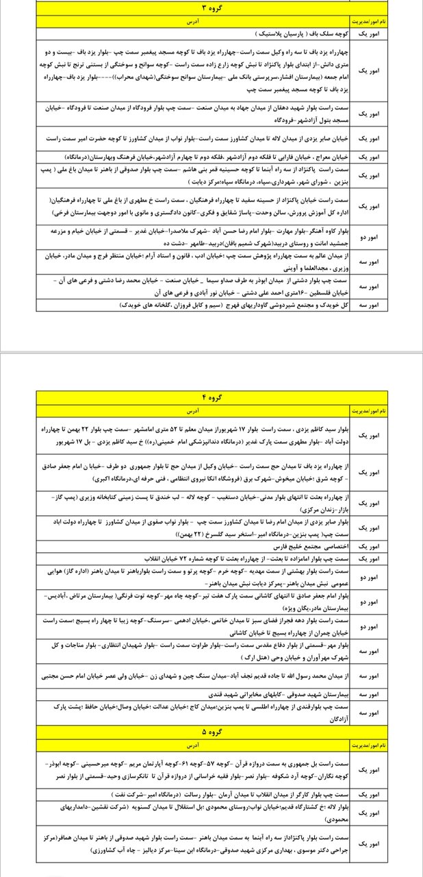جدول کامل خاموشی برق یزد سهشنبه ۱۳ خرداد ۱۴۰۴/ زمانبندی قطعی برق گروههای مختلف+ جزییات