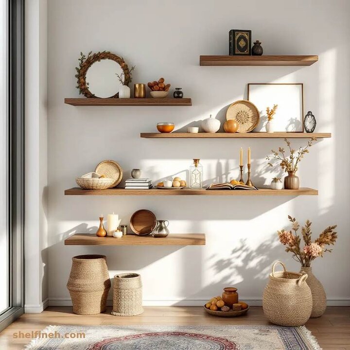 شلف دیواری چوبی ، زیبایی و کاربردی بودن در دکوراسیون داخلی با شلفینه