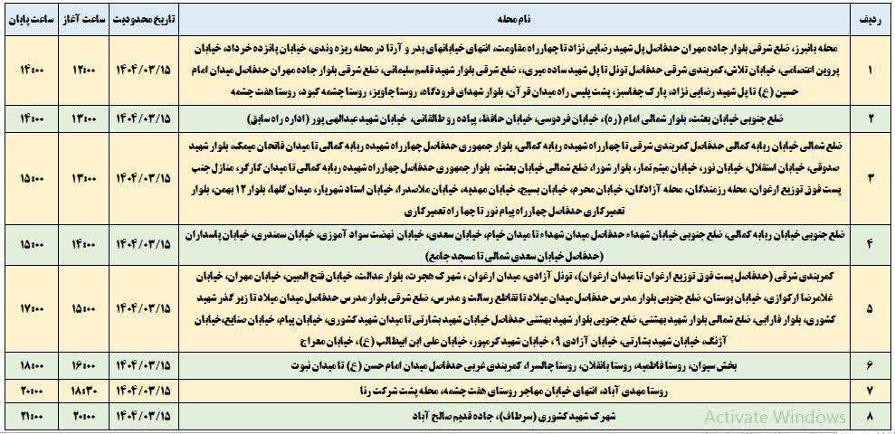 برنامه قطعی برق ایلام امروز پنجشنبه ۱۵ خرداد + جدول