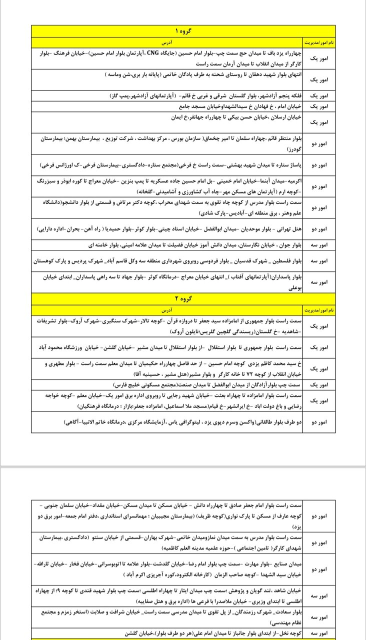 جدول کامل خاموشی برق یزد جمعه ۱۶ خرداد ۱۴۰۴/ زمانبندی قطعی برق گروههای مختلف+ جزییات