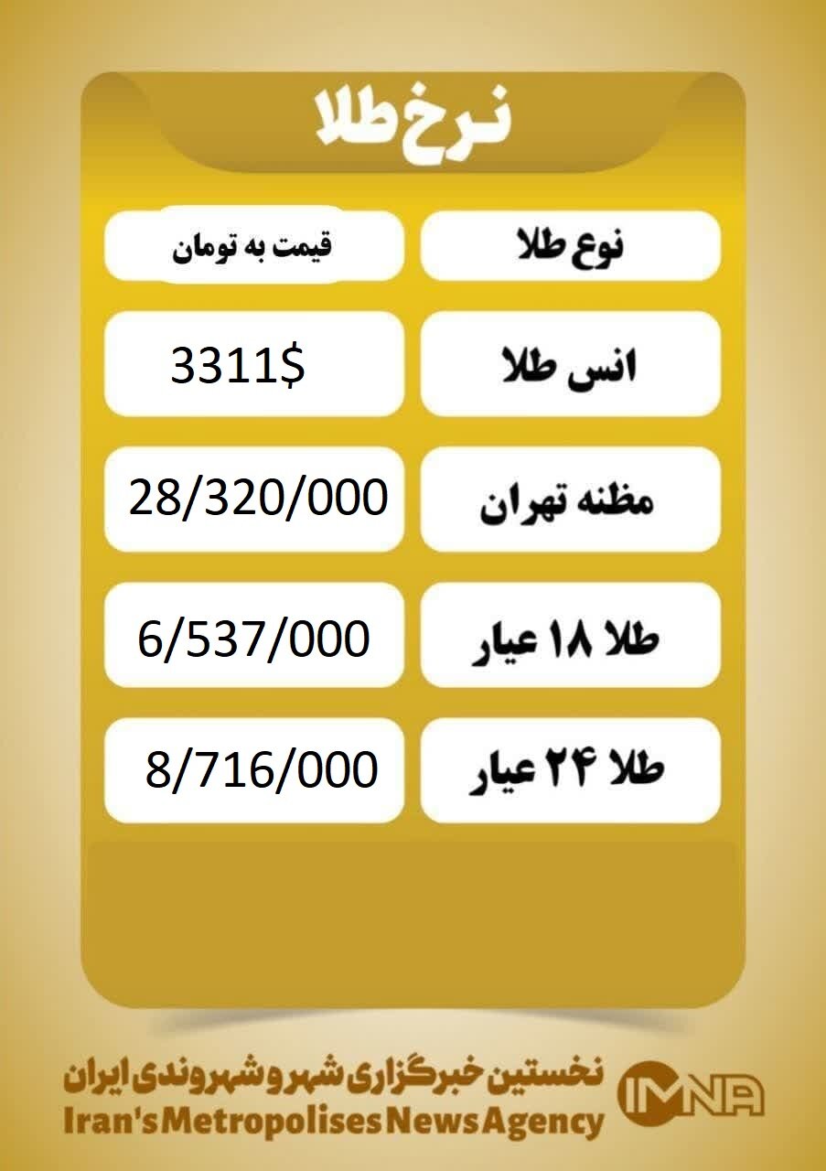 قیمت طلا امروز  شنبه ۱۷ خرداد ۱۴۰۴