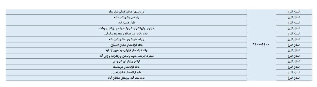 برنامه قطعی برق استان البرز فردا یکشنبه ۱۸ خرداد + لیست مناطق