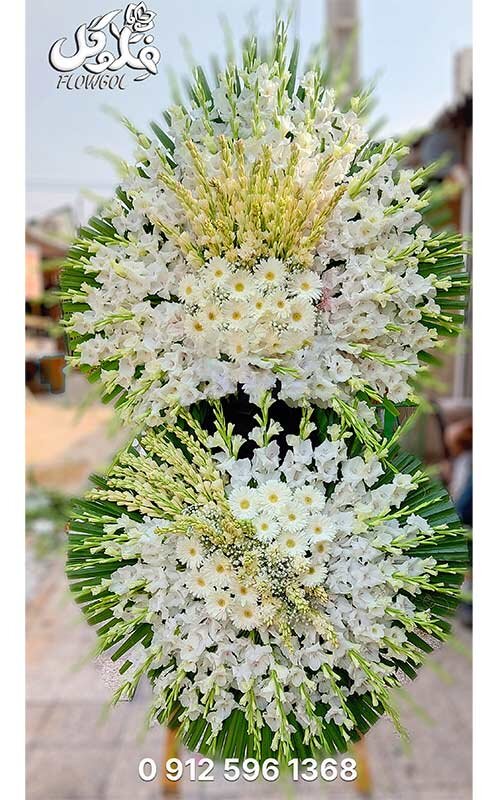 خرید تاج گل ترحیم با کمترین قیمت و بیشترین تنوع در فلوگل