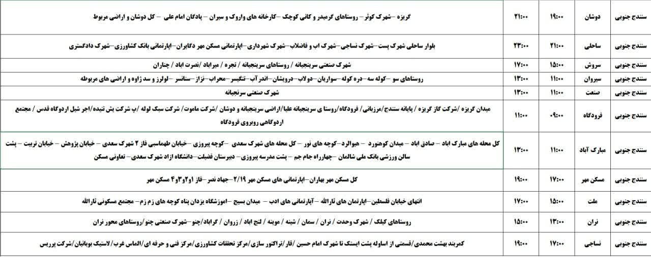 برنامه قطعی برق کردستان روز دوشنبه ۱۹ خرداد + جدول