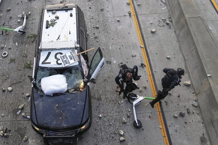 سومین روز اعتراضات مهاجرتی آمریکا در قاب تصویر