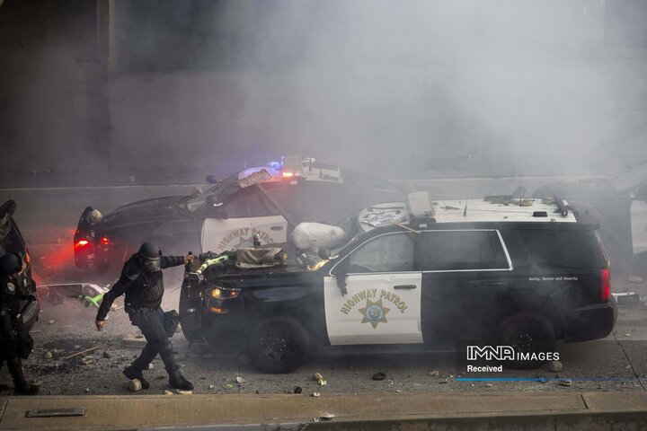 برخورد شدید با معترضان لس‌آنجلس