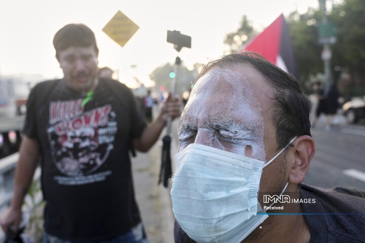 برخورد شدید با معترضان لس‌آنجلس