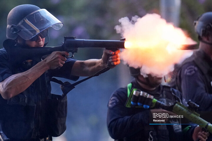 برخورد شدید با معترضان لس‌آنجلس