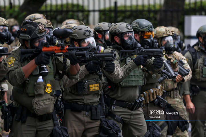 برخورد شدید با معترضان لس‌آنجلس