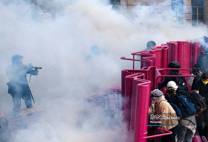 برخورد شدید با معترضان لس‌آنجلس