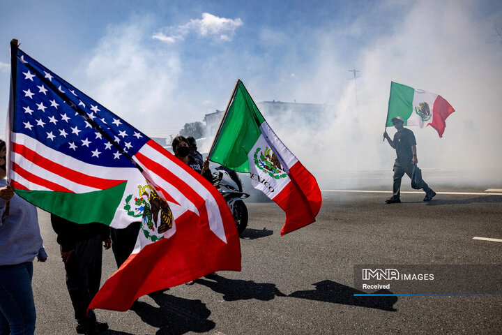 برخورد شدید با معترضان لس‌آنجلس