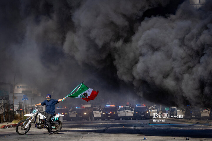 برخورد شدید با معترضان لس‌آنجلس
