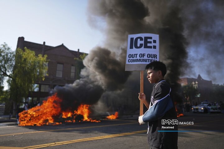 برخورد شدید با معترضان لس‌آنجلس