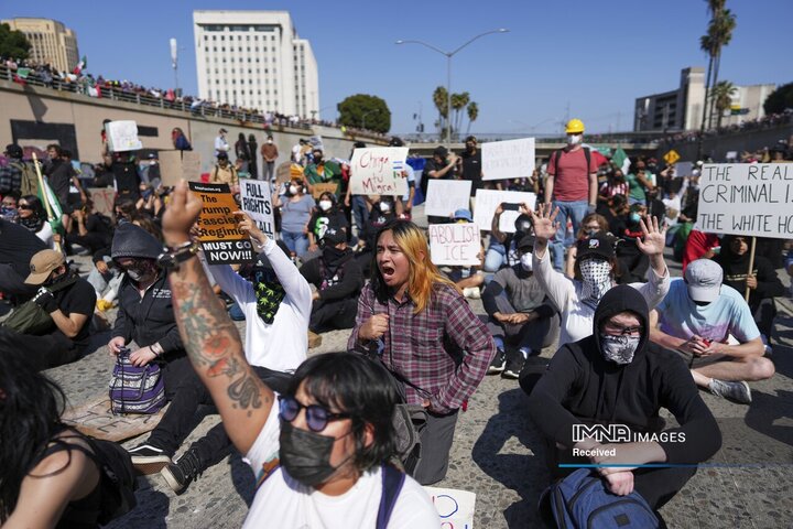 برخورد شدید با معترضان لس‌آنجلس