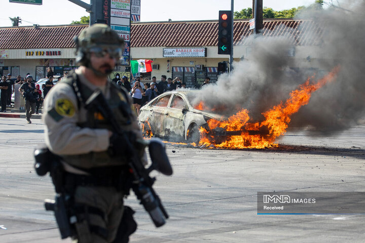 برخورد شدید با معترضان لس‌آنجلس