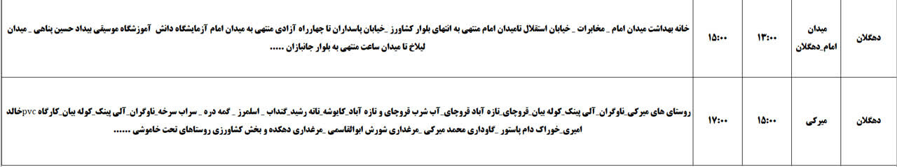 برنامه قطعی برق کردستان روز چهارشنبه ۲۱ خرداد + جدول