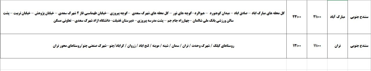 برنامه قطعی برق کردستان روز چهارشنبه ۲۱ خرداد + جدول