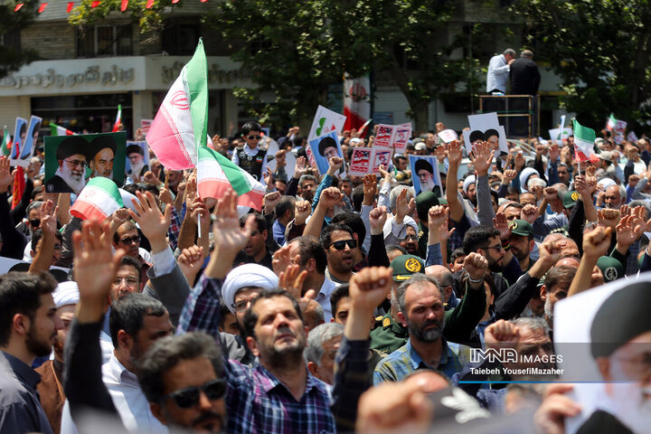 تجم مردم همدان در محکومیت تجاوز رژیم صهیونیستی به حریم کشور