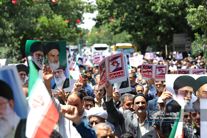 تجم مردم همدان در محکومیت تجاوز رژیم صهیونیستی به حریم کشور