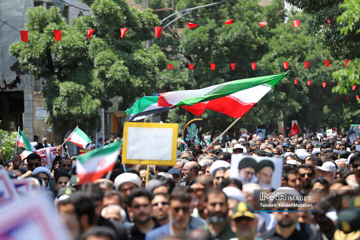 تجم مردم همدان در محکومیت تجاوز رژیم صهیونیستی به حریم کشور