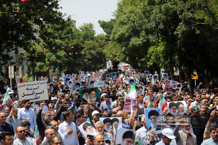 تجم مردم همدان در محکومیت تجاوز رژیم صهیونیستی به حریم کشور