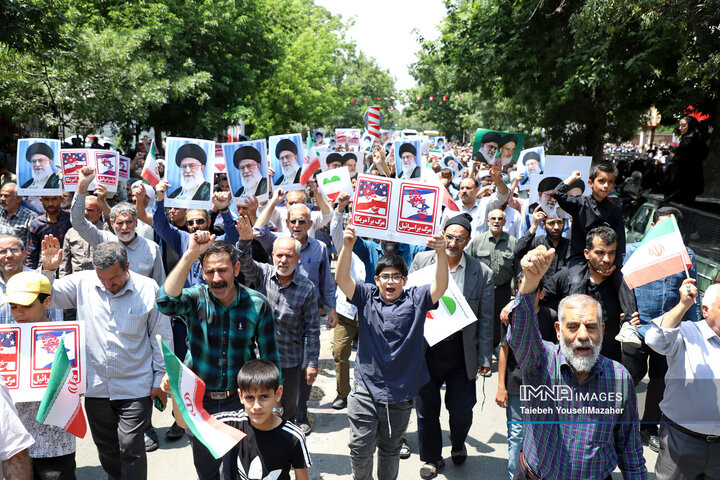 تجم مردم همدان در محکومیت تجاوز رژیم صهیونیستی به حریم کشور