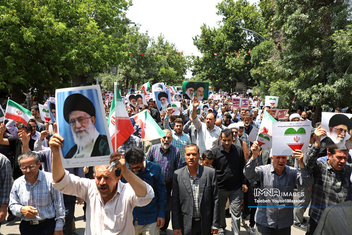 تجم مردم همدان در محکومیت تجاوز رژیم صهیونیستی به حریم کشور