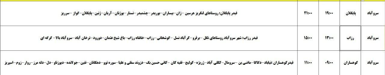 برنامه قطعی برق کردستان روز شنبه ۲۴ خرداد + جدول