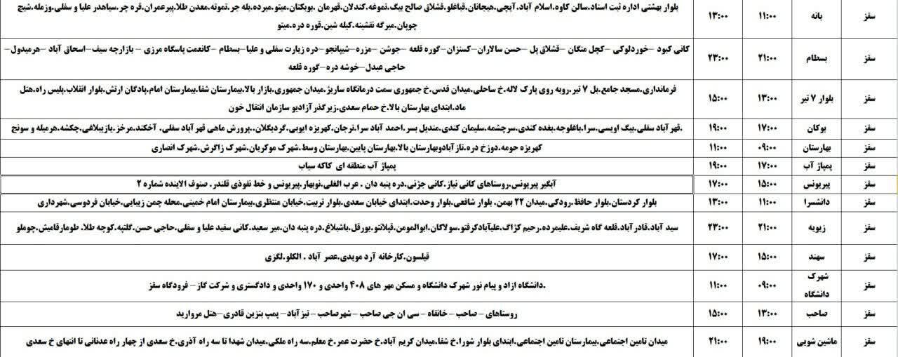 برنامه قطعی برق کردستان روز شنبه ۲۴ خرداد + جدول