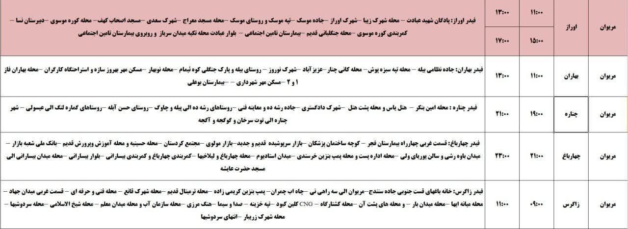 برنامه قطعی برق کردستان روز شنبه ۲۴ خرداد + جدول
