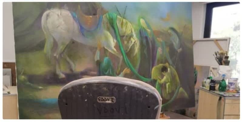 منصوره عالیخانی هنرمند نقاش به شهادت رسید+عکس نقاشی نیمه تمام