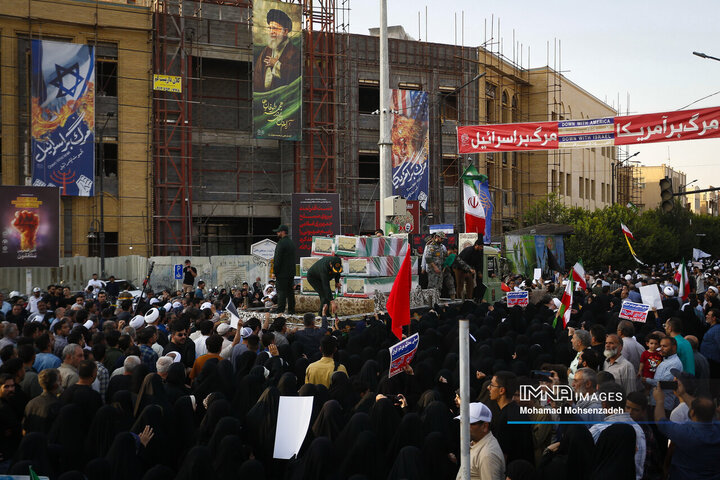 مراسم تشییع تجاوز رژیم صهیونیستی در قم