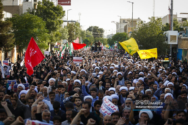 مراسم تشییع تجاوز رژیم صهیونیستی در قم