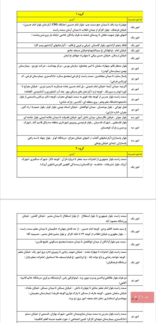 جدول کامل خاموشی برق یزد سه‌شنبه ۲۷ خرداد ۱۴۰۴ /  زمان‌بندی قطعی برق گروه‌های مختلف