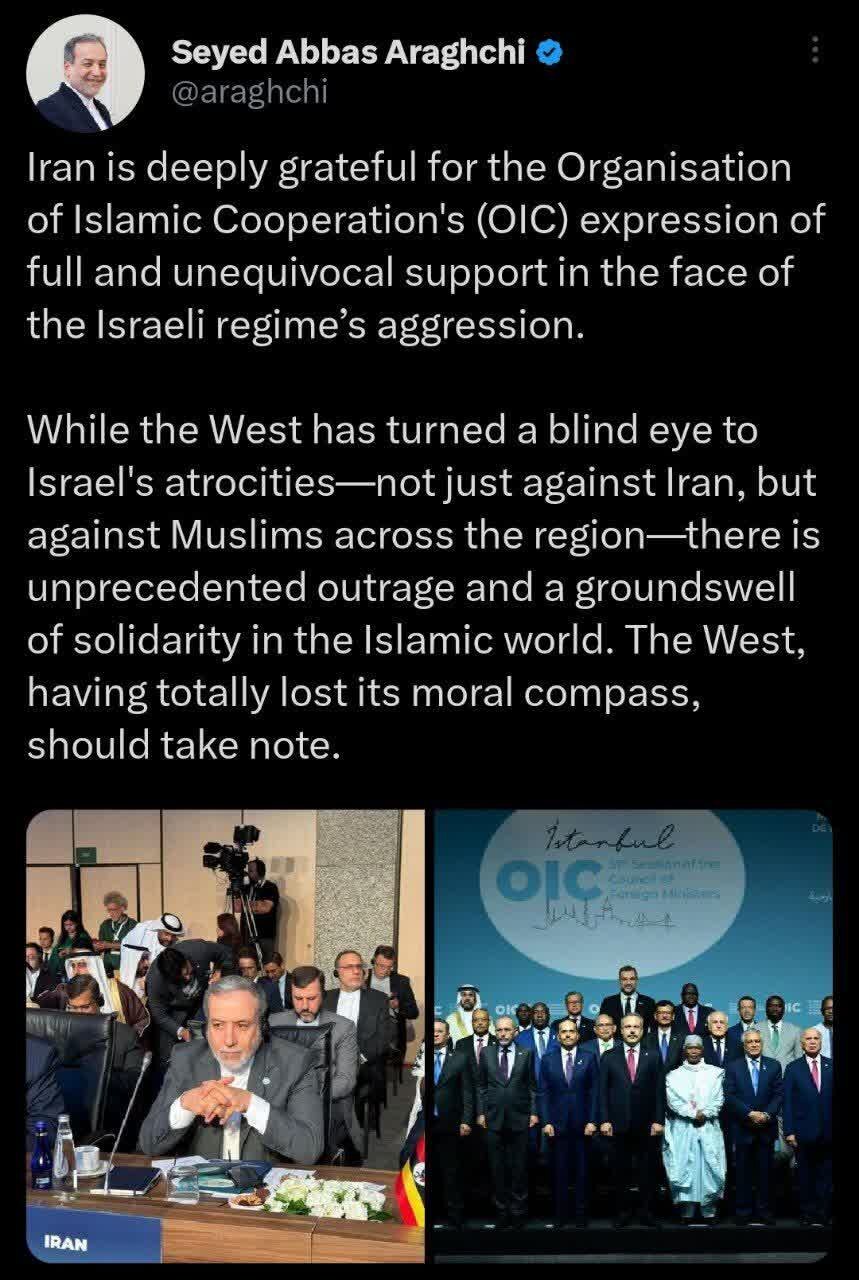 قدردانی عراقچی از حمایت بی قید و شرط سازمان همکاری اسلامی