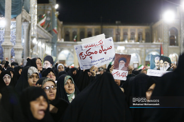 تجمع مردم قم در اعلام انزجار و فریاد انتقام دربرابر تجاوزات آمریکا و رژیم صهیونیستی