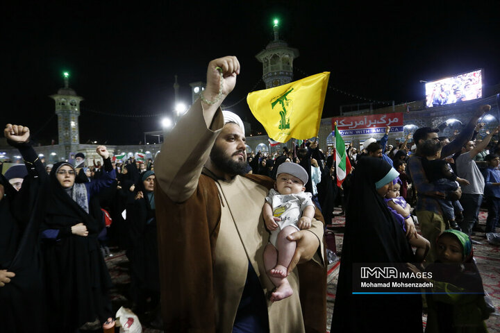 تجمع مردم قم در اعلام انزجار و فریاد انتقام دربرابر تجاوزات آمریکا و رژیم صهیونیستی