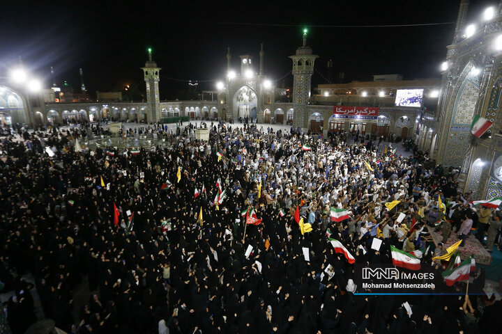 تجمع مردم قم در اعلام انزجار و فریاد انتقام دربرابر تجاوزات آمریکا و رژیم صهیونیستی