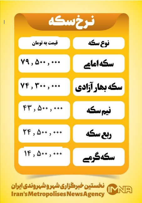 قیمت سکه امروز شنبه ۱ تیر ۱۴۰۴