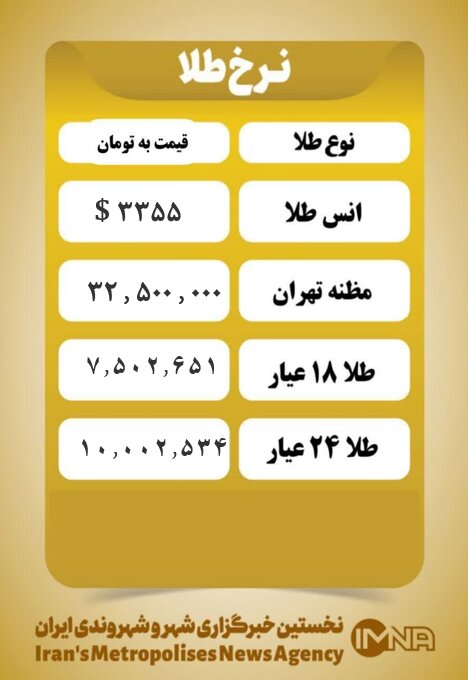 قیمت طلا امروز دوشنبه ۲ تیر ۱۴۰۴
