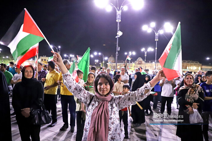 خروش مردم همدان در حمایت از عملیات «وعده صادق ۳» و پاسخ قاطع ایران به آمریکا